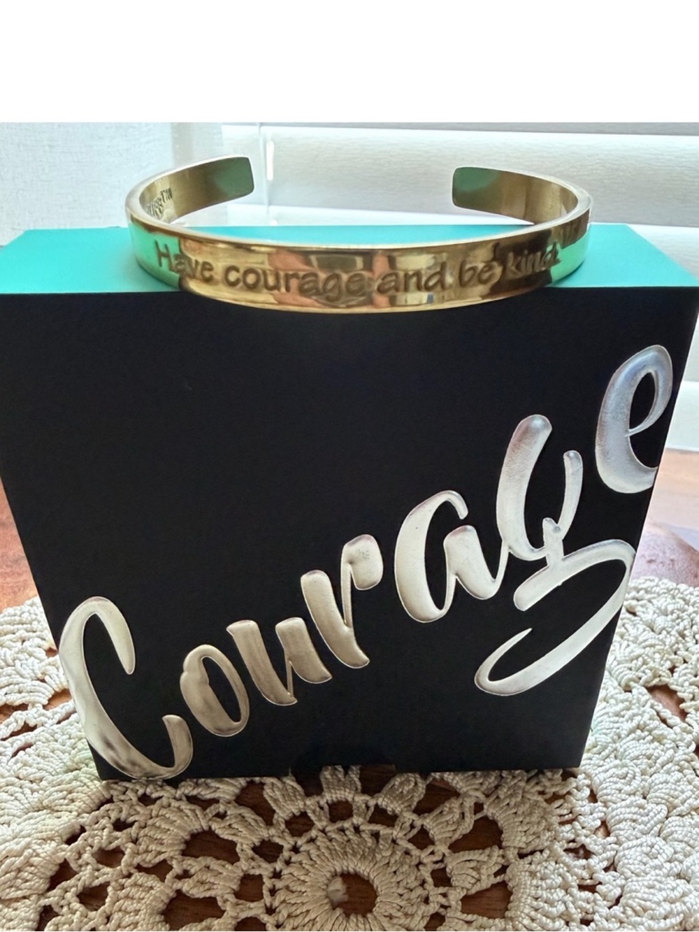Rustic Cuff™ Gold Inspirational Bracelet “Have Courage and Be Kind” w/ Box
